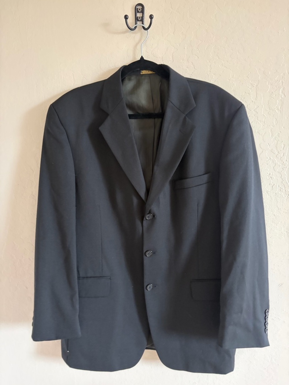 Stafford Men's Black Three-Button Suit Jacket